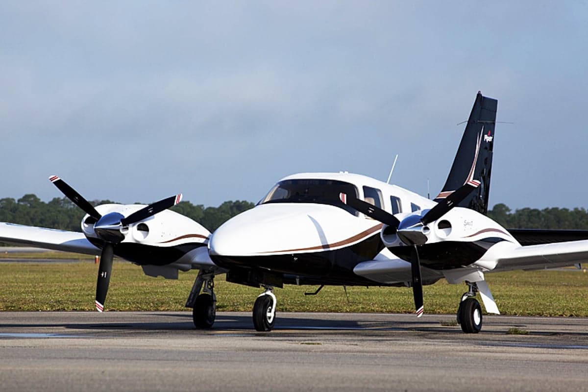 Piston Twin at a European airport — illustrative